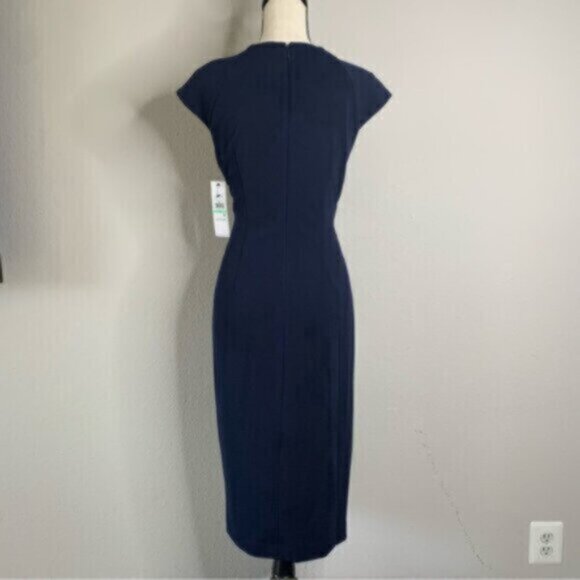 NWT Calvin Klein Side-Ruched Scuba Crepe Sheath Dress - Picture 12 of 17
